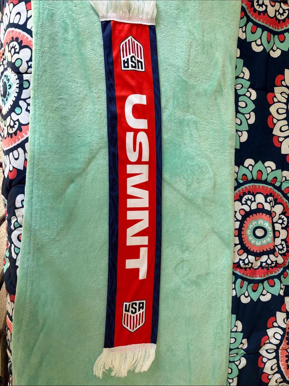 USMNT Red & Navy Soccer Scarf with USA Crest